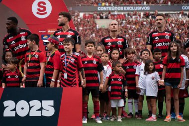 Rio de Janeiro, Rio de Janeiro, Brezilya - 16 Mart 2025. Flamengo x Fluminense Maracan Stadyumu 'nda. Flamengo Carioca Şampiyonu 2025                      