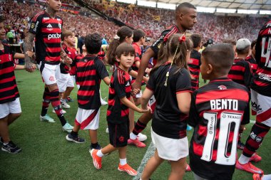 Rio de Janeiro, Rio de Janeiro, Brezilya - 16 Mart 2025. Flamengo x Fluminense Maracan Stadyumu 'nda. Flamengo Carioca Şampiyonu 2025                      