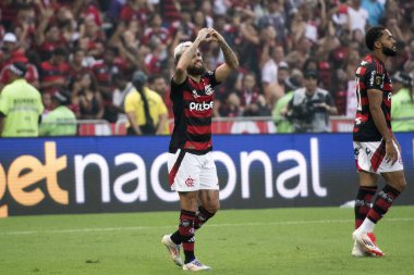 Rio de Janeiro, Rio de Janeiro, Brezilya - 16 Mart 2025. Flamengo x Fluminense Maracan Stadyumu 'nda. Flamengo Carioca Şampiyonu 2025                      