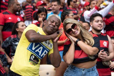 Rio de Janeiro, Rio de Janeiro, Brezilya - 16 Mart 2025. Flamengo x Fluminense Maracan Stadyumu 'nda. Flamengo Carioca Şampiyonu 2025                      