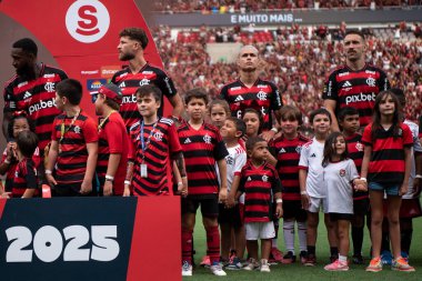 Rio de Janeiro, Rio de Janeiro, Brezilya - 16 Mart 2025. Flamengo x Fluminense Maracan Stadyumu 'nda. Flamengo Carioca Şampiyonu 2025                      