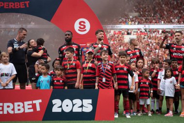 Rio de Janeiro, Rio de Janeiro, Brezilya - 16 Mart 2025. Flamengo x Fluminense Maracan Stadyumu 'nda. Flamengo Carioca Şampiyonu 2025                      