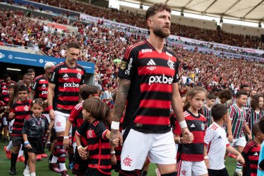 Rio de Janeiro, Rio de Janeiro, Brezilya - 16 Mart 2025. Flamengo x Fluminense Maracan Stadyumu 'nda. Flamengo Carioca Şampiyonu 2025                      