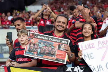 Rio de Janeiro, Rio de Janeiro, Brezilya - 16 Mart 2025. Flamengo x Fluminense Maracan Stadyumu 'nda. Flamengo Carioca Şampiyonu 2025                      