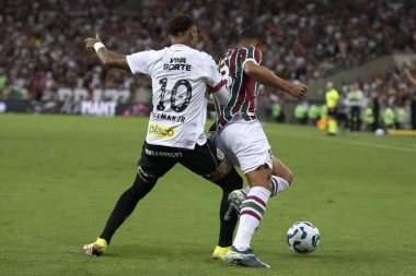 Rio de Janeiro (RJ), 12/04/2025 - FLUMINENSE X SANTOS. Brezilya Şampiyonası için Maracana Stadyumu 'nda Fluminense x Santos.                        