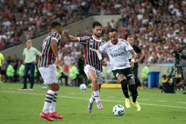 Rio de Janeiro (RJ), 12/04/2025 - FLUMINENSE X SANTOS. Brezilya Şampiyonası için Maracana Stadyumu 'nda Fluminense x Santos.                        