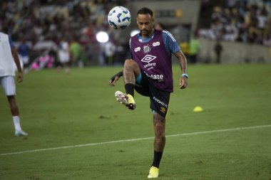 Rio de Janeiro (RJ), 12/04/2025 - FLUMINENSE X SANTOS. Brezilya Şampiyonası için Maracana Stadyumu 'nda Fluminense x Santos.                        