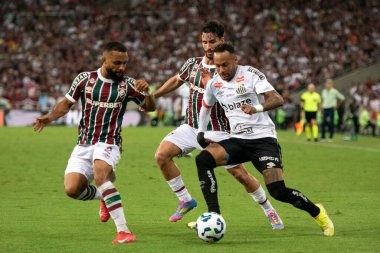 Rio de Janeiro (RJ), 12/04/2025 - FLUMINENSE X SANTOS. Brezilya Şampiyonası için Maracana Stadyumu 'nda Fluminense x Santos.                        
