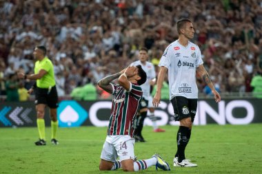 Rio de Janeiro (RJ), 12/04/2025 - FLUMINENSE X SANTOS. Brezilya Şampiyonası için Maracana Stadyumu 'nda Fluminense x Santos.                        