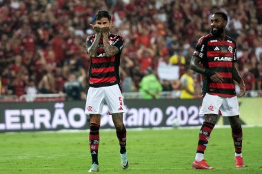 Rio de Janeiro, Rio de Janeiro, Brezilya - 16 Nisan 2025. Flamengo x Juventude Brezilya Şampiyonası için Maracana Stadyumu 'nda.                     