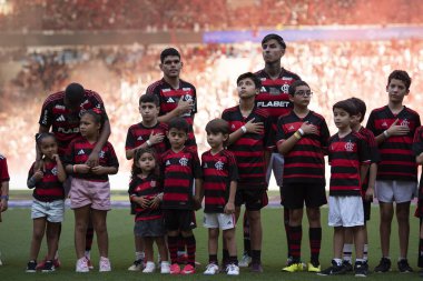 Rio de Janeiro, Rio de Janeiro, Brezilya - 27 Nisan 2025. Flamengo x Corinthians Maracana Stadyumunda.                  