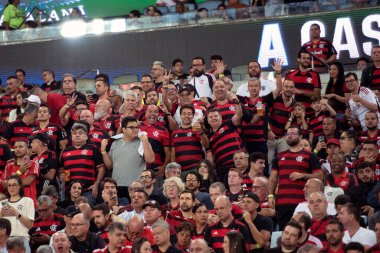 Rio de Janeiro, Rio de Janeiro, Brezilya - 15 Mayıs 2025. Maracana Stadyumu 'nda Flamengo x LDU.                         