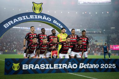 Rio de Janeiro, Rio de Janeiro, Brezilya - Haziran 01, 2025. Brezilya Şampiyonası için Maracana Stadyumu 'nda Flamengo x Fortaleza.                 