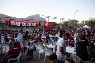 Rio de Janeiro (RJ), 29 / 06 / 2025 - Flamengo ve Bayern Münih maçı canlı yayınıyla Gavea 'da Flamengo taraftarları.         