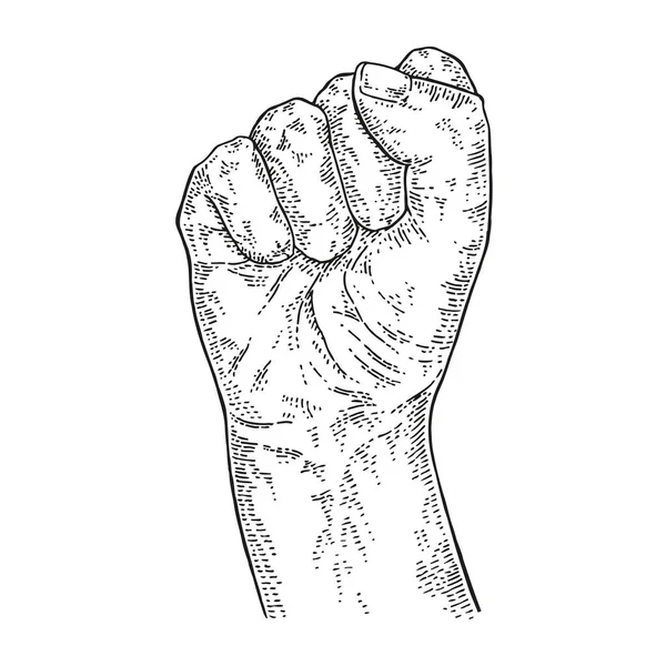 Hand Fist Vector Illustration Protest Symbol Hand Drawn Collection Vintage — Stock Vector
