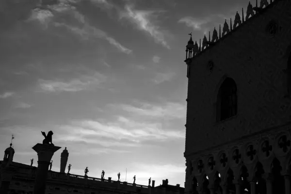 stock image Venice, Italy: View from below of Piazza San Marco, with Palazzo Ducale on the right and the column of San Marco