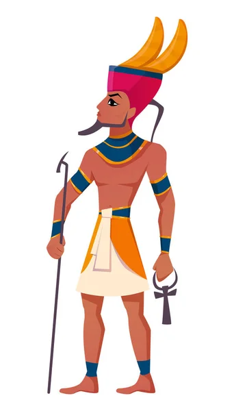 Древнеегипетский Бог Амон Плоский Вектор Иллюстрации Божество Египта Воздух Солнце — стоковый вектор