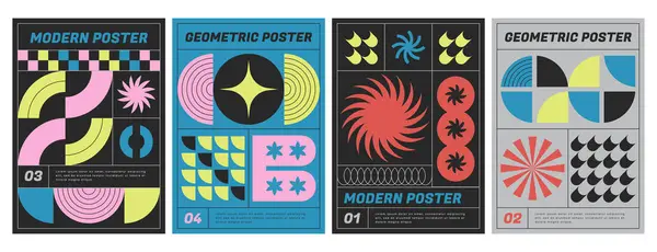 Affiches Géométriques Modernes Aux Formes Futuristes Abstraites Collection Flyers Vectoriels Illustrations De Stock Libres De Droits