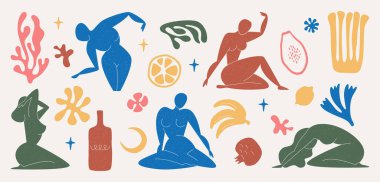 Matisse, kadın figürlü, organik şekilli ya da bitkili duvar sanatından esinlenmiştir. Kadın vücudu ve botanik elementler, yaprak, yosun, vazo, mercan ve egzotik meyveler beyaz arka planda soyut doğa sembolleri.
