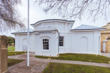 RICHMOND, AUSTRALYA - 15 Eylül 2022: Richmond 'daki Richmond Adliyesi, Tazmanya, Avustralya' daki Hobart yakınlarında