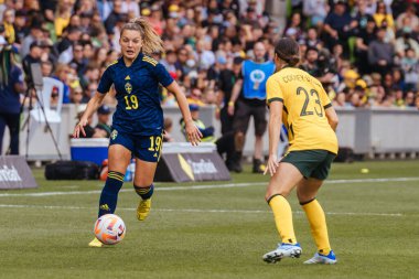 MELBOURNE, AUSTRALIA - 12 Kasım 2022 tarihinde Avustralya 'nın Melbourne kentinde oynanan dostluk maçında İsveç' li Johanna Rytting Kaneryd