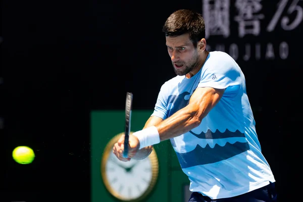 Melbourne Australia January Novak Djokovic Serbia Practices Ahead 2023 Australian — Zdjęcie stockowe