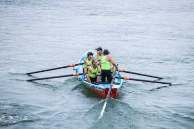 NAROOMA, AUSTRALIA - JANUARY 3: Competitors compete in Wagonga Inlet on Day 3 of the George Bass Surfboat and Ski Marathon 2023 on January 3, 2023 in Narooma, Australia.