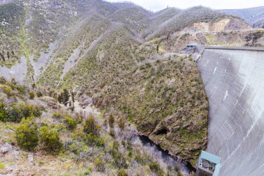 Tumut Pond Dam from the Tumut River forming as part of the Snowy Mountains Hydro Electric power scheme in New South Wales, Australia