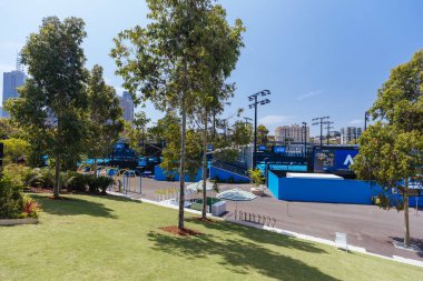 MELBOURNE, AUSTRALIA - JANUARY 13: Atmosphere and venue shots ahead of the 2023 Australian Open at Melbourne Park on January 13, 2023 in Melbourne, Australia.
