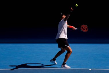 MELBOURNE, AUSTRALIA - JANUARY 23: Ben Shelton of USA plays J.J. Wolf of USA in the 4th round on day 8 of the 2023 Australian Open at Melbourne Park on January 23, 2023 in Melbourne, Australia.