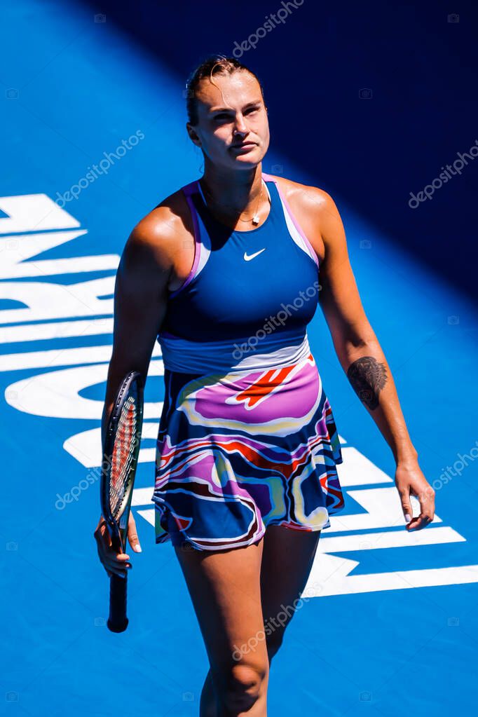 MELBOURNE, AUSTRALIA - JANUARY 23: Aryna Sabalenka Of Belarus Plays