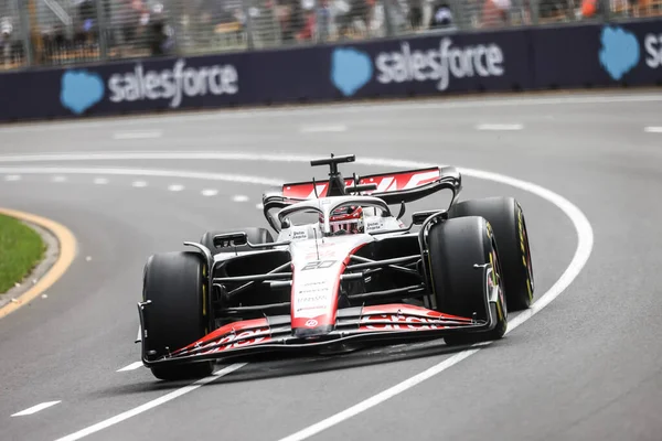Melbourne Austrália Abril Kevin Magnussen Dinamarca Conduz Ferrari Haas Durante — Fotografia de Stock