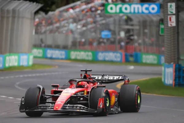 Melbourne Australia Abril Charles Leclerc Mónaco Conduce Ferrari Durante Práctica — Foto de Stock