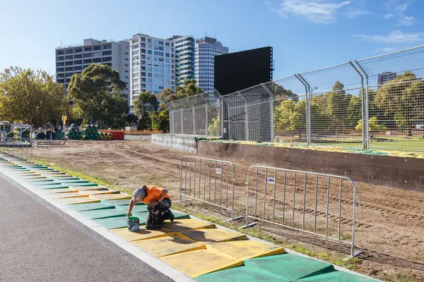 stock image MELBOURNE, AUSTRALIA - MARCH 17 2022: Track build and preparations for the 2023 Formula 1 Australian Grand Prix to be held on March 30 to April 2nd 2023.