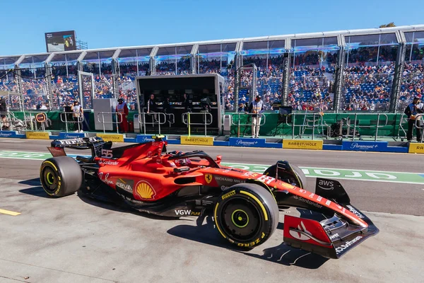 Melbourne Australia Kwiecień Carlos Sainz Hiszpanii Prowadzi Ferrari Dniu Wyścigu — Zdjęcie stockowe
