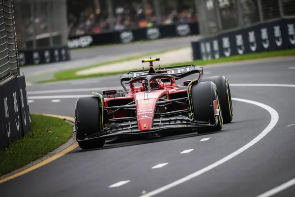 Melbourne Austrália Abril Carlos Sainz Espanha Dirige Ferrari Prática Durante — Fotografia de Stock