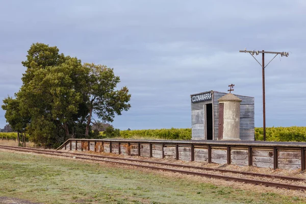 Iconic Rural Train Station Coonawarra Wine Region Stormy Autumn Morning — Stock Photo, Image