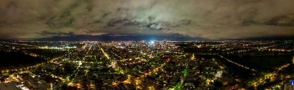 Légi Felvétel Éjjel Adelaides Híres Városkép Victoria Ausztrália — Stock Fotó