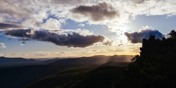 stock image The view from Reeds Lookout and fire tower at sunset in the Grampians, Victoria, Australia