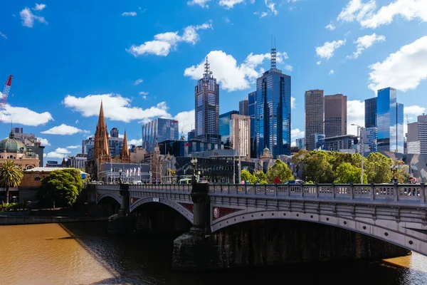 Melbourne Austrália Outubro 2021 Vistas Para Melbourne Cbd Princes Bridge — Fotografia de Stock