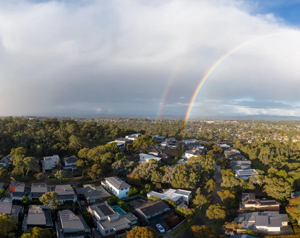 Winters Day Storm Rainbow Aerial View Estate Springthorpe Bundoora Macleod — Stock Photo, Image