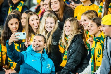 MELBOURNE, AUSTRALIA - 14 Temmuz 2023 'te oynanan Dünya Kupası' nda Fransa 'yı yenen Avustralyalı Steph Catley