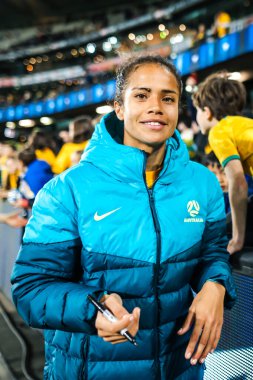 MELBOURNE, AUSTRALIA - 14 Temmuz 2023 tarihinde oynanan Dünya Kupası 'nda Fransa' yı yenen Avustralyalı Mary Fowler