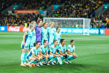 MELBOURNE, AUSTRALIA - 31 Temmuz 2023 tarihinde Avustralya 'nın Melbourne Dikdörtgen Stadyumu' nda oynanan FIFA Bayanlar Dünya Kupası Avustralya Yeni Zelanda 2023 'te Matildas ile karşılaşacak.