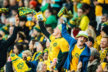 MELBOURNE, AUSTRALIA - 31 Temmuz 2023 tarihinde Avustralya 'nın Melbourne Dikdörtgen Stadyumu' nda oynanan FIFA Dünya Kadınlar Kupası Avustralya Yeni Zelanda 2023 'te taraftarlar