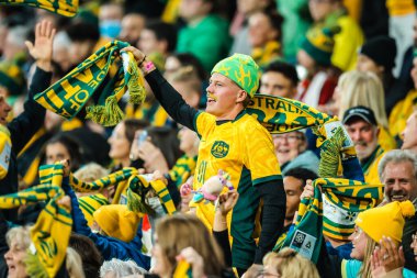 MELBOURNE, AUSTRALIA - 31 Temmuz 2023 tarihinde Avustralya 'nın Melbourne Dikdörtgen Stadyumu' nda oynanan FIFA Dünya Kadınlar Kupası Avustralya Yeni Zelanda 2023 'te taraftarlar