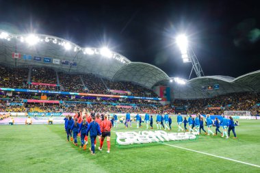 MELBOURNE, AUSTRALIA - 31 Temmuz 2023 tarihinde Avustralya 'nın Melbourne Dikdörtgen Stadyumu' nda oynanan FIFA Dünya Bayanlar Kupası 'nda Kanada ile karşılaşacak.