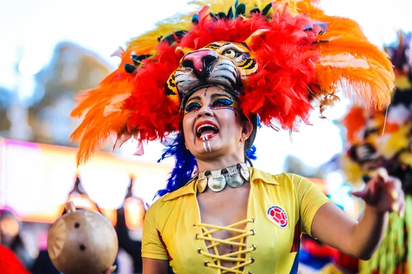 Melbourne Rakousko August Kolumbijští Fanoušci Před Kolumbií Hrají Jamajku Světovém — Stock fotografie