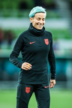 MELBOURNE, AUSTRALIA - 06 Ağustos 2023 'te Melbourne Dikdörtgen Stadyumu' nda oynanan FIFA Dünya Bayanlar Kupası Avustralya Yeni Zelanda 2023 'te İsveç antrenmanından önce ABD' li Megan Rapinoe