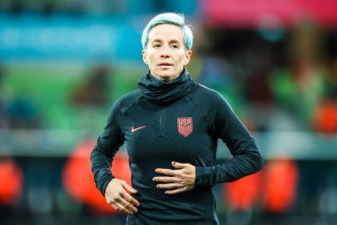 MELBOURNE, AUSTRALIA - 06 Ağustos 2023 'te Melbourne Dikdörtgen Stadyumu' nda oynanan FIFA Dünya Bayanlar Kupası Avustralya Yeni Zelanda 2023 'te İsveç antrenmanından önce ABD' li Megan Rapinoe